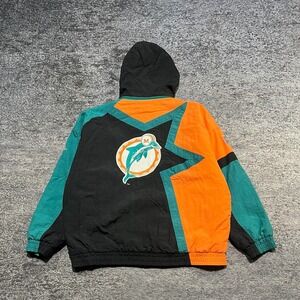 Vintage Miami Dolphins Hooded Puffer‎ Jacket Mens XL 90s Apex One Pro Line NFL